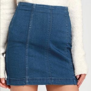 Free People Modern Femme Dark Wash Denim Skirt